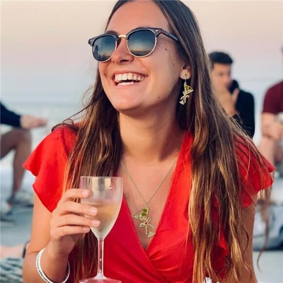 Green Olive Martini Pendant Necklace – Martini Cocktail Jewelry Gift for Women - Picture 3 of 5